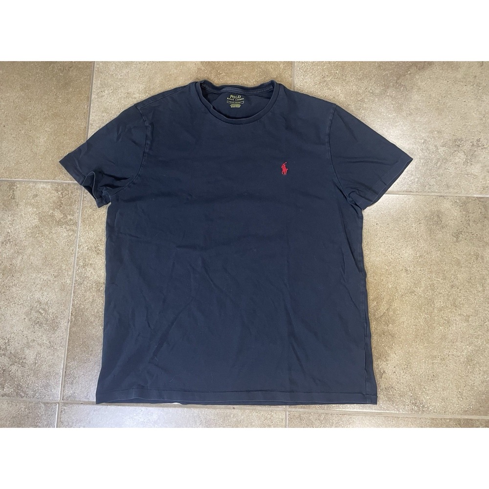 Polo Ralph Lauren T-Shirt Mens Size L Black Cotton Short Sleeve Red Pony Logo
